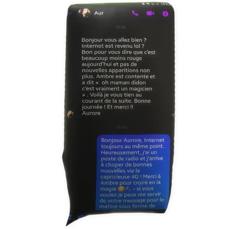 cliquer pour voir l'échange intégral témoignage urticaire par Aurore pour Fabrice Corazza magnétiseur guérisseur coupeur de feu à Locunolé proche Quimperlé Finistère Bretagne