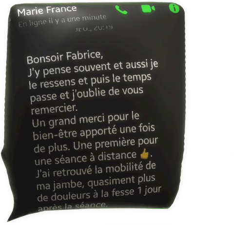 cliquez pour agrandir témoignage de Marie-France Bréchard Le Trévoux - magnétisme à distance, sciatique