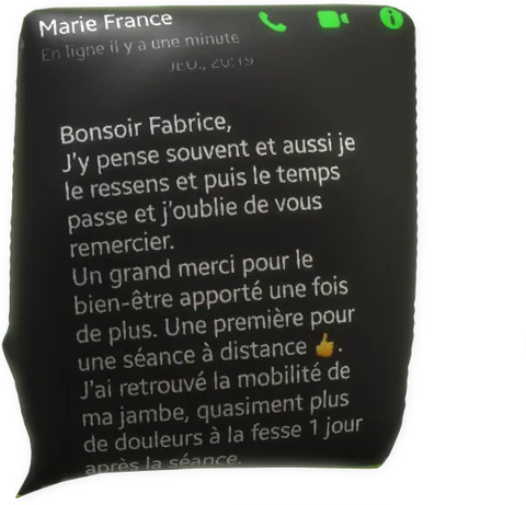 cliquez pour agrandir témoignage de Marie-France Bréchard Le Trévoux - magnétisme à distance, sciatique