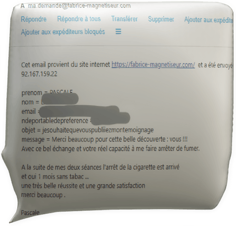 clic pour agrandir témoignage fabrice corazza magnétiseur guérisseur Locunolé Quimperlé sciatique tabac sevrage