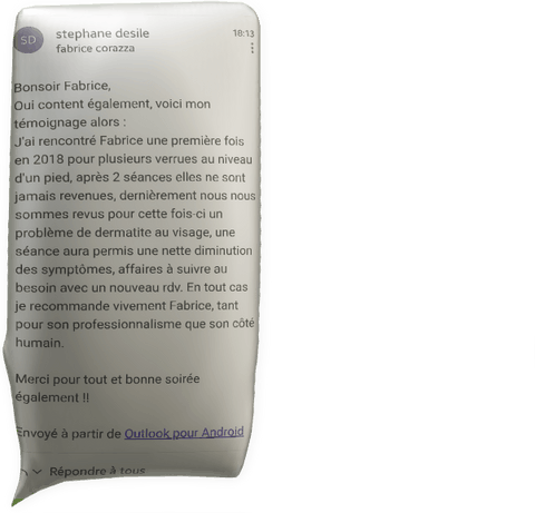 clic pour agrandir témoignage stéphane Désile agent immobilier mellac fabrice corazza magnétiseur guérisseur Locunolé Quimperlé